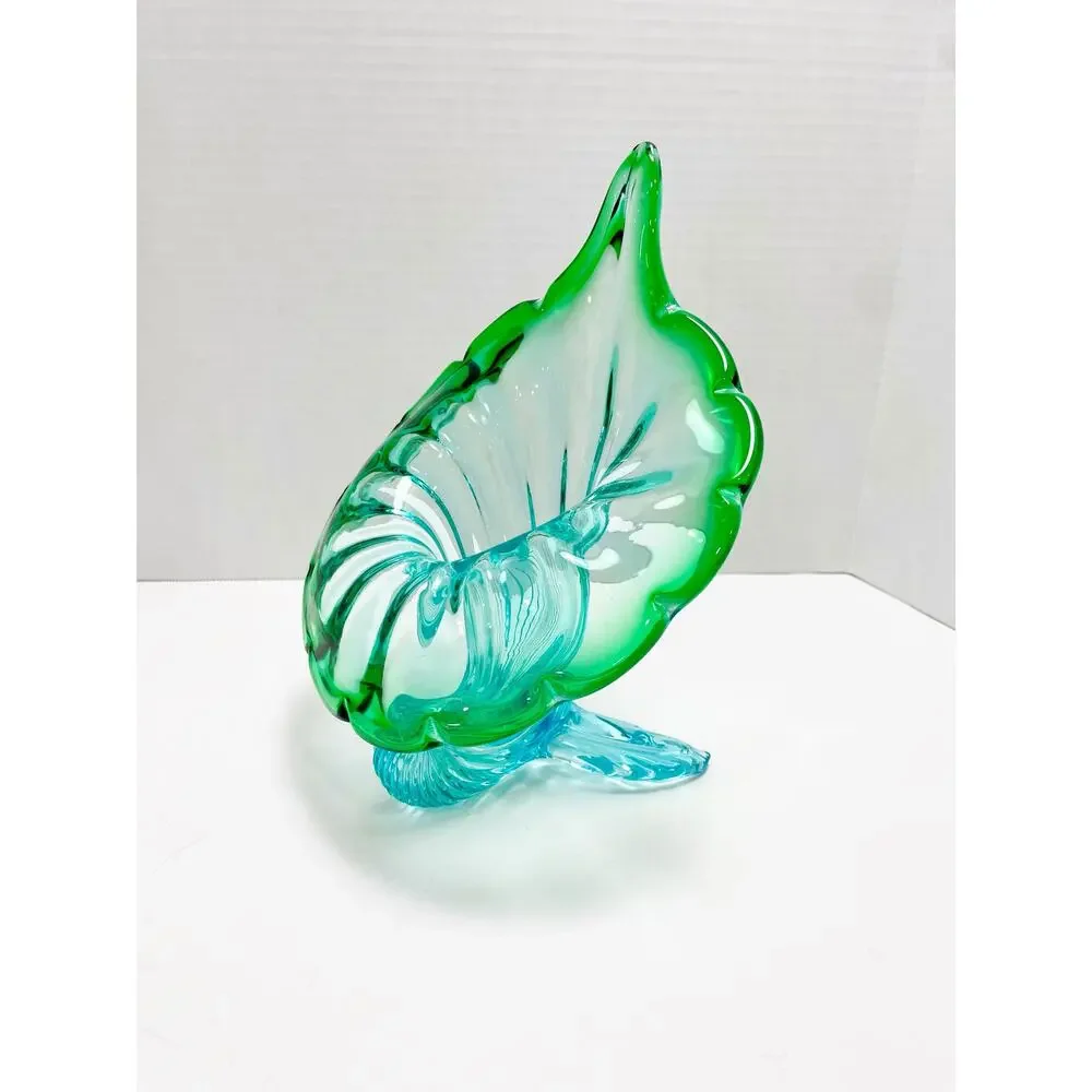 Murano Italian Blown Blue Green Turquoise Glass 
